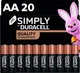 Щелочные батарейки Duracell Simply AA (LR06) MN1500 mega pack 20 шт. (5000394169494) - изображение 1