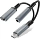 USB-C переходник CELLONIC 2в1 AUX 3.5 мм и зарядка 60W, серебряный UC-60 - изображение 1