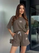 Костюм женский шорты+футболка кофейного цвета 38238 42/44 - изображение 2