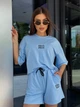 Костюм женский шорты+футболка голубого цвета 38241 42/44 - изображение 3