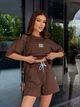 Костюм женский шорты+футболка коричневого цвета 38233 42/44 - изображение 5