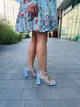 Босоножки женские летние кожаные на каблуке открытые с квадратным носком LIRIO L0195 38р. голубые - изображение 10