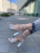 Босоніжки жіночі літні з еко-шкіри з напиленням на підборах YES MILE DO148-3 36р. срібні - зображення 2