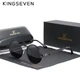 Брендові вінтажні сонцезахисні поляризаційні окуляри круглі KINGSEVEN чорні, найвищий рівень захисту від ультрафіолету UV400 - зображення 1