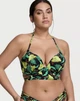 Купальник Victoria’s Secret Swim Bombshell Push-Up Longline Bikini Top Чорний з зеленим 32DD-S - зображення 2