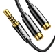 Аудіокабель UGREEN AV141 3.5mm male to 2 3.5mm female, 0,2m Black - изображение 3