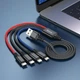 Кабель HOCO X76 USB to iP+Type-C+Type-C+Micro 2A, 1m, nylon, aluminum connectors Black+Red+Blue - изображение 4