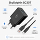 Мережевий зарядний пристрій SkyDolphin SC30T 10.5W 2xUSB-A 2.1A + кабель USB Type-C Black (SDMZP-000171) - зображення 2