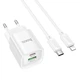 Мережевий зарядний пристрій з кабелем HOCO C147A Charm PD20W+QC3.0 charger set (C to iP)(EU) White - зображення 3