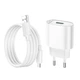 Мережевий зарядний пристрій з кабелем HOCO C109A Fighter single port QC3.0 charger set(Micro) White - изображение 7