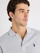 Поло довге чоловіче US Polo Assn 116015-8800A(Heather Light Gray) XL Світло-сіре (786654572079) - зображення 6