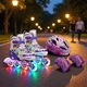 Набор роликовые коньки раздвижные Inline Skates PU свет размер 29-33 стелька 18-20,5 см с шлемом и защитой Фиолетовые (78456454) - изображение 2