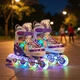 Набор роликовые коньки раздвижные Inline Skates PU свет размер 29-33 стелька 18-20,5 см с шлемом и защитой Фиолетовые (78456454) - изображение 4