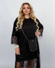 Платье-туника женское из микродайвинга с кружевной макси-отделкой и рукавами весенне-летнее G&M k-130145 50-52 Размер цвет черный - изображение 3