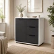 Современный комод Elva 800×450×750 с ящиками и полками для спальни, гостиной и прихожей Антрацит/Белый - изображение 1