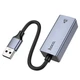 Сетевая карта адаптер Hoco UA37 USB male to RJ45 female ethernet (1000 Mbps) Серый - изображение 2