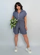 Летний однотонный женский костюм с шортами K066 3XL-4XL (58-60) Хлопок серый - изображение 3