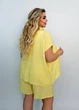 Летний однотонный женский костюм с шортами K066 L-XL (50-52) Хлопок желтый - изображение 4