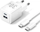 Зарядное устройство Vention 2xUSB 30W (USB-A/USB-C) + USB-C cable М-М White (TZ-FEQW0-EU-01) - изображение 2
