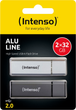 Флеш пам'ять Intenso ALU LINE 2 x 32GB USB 2.0 Silver-Black (4034303026937) - зображення 2