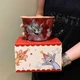 Большая керамическая чашка "Том и Джерри" Tom and Jerry – милая чашка с ложечкой для завтрака 530 мл (Том) - изображение 5