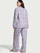 Піжама фланелева (сорочка+штани) Victoria's Secret Flannel Long Pajama Set Бузкова (в клітинку) XS (Short) - изображение 2
