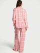 Піжама фланелева (сорочка+штани) Victoria's Secret Flannel Long Pajama Set Рожева (в клітинку) S (Regular) - изображение 2