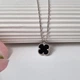 Серебряное колье цепочка с подвеской Клевер с Ониксом 40 - 45 см серебро 925 пробы Родированное вс793рт 2.37г - изображение 4