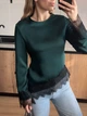 Кофта женская с кружевом изумрудного цвета 38246 44/46 - изображение 3
