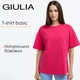 Женская футболка из хлопка oversize Giulia T-SHIRT BASIC 4825/010 M Pink-fuchsia, свободная, повседневная оверсайз - изображение 1