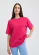 Женская футболка из хлопка oversize Giulia T-SHIRT BASIC 4825/010 M Pink-fuchsia, свободная, повседневная оверсайз - изображение 2