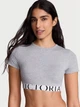 Жіночий топ-бралет Victoria's secret Cotton Short-Sleeve Bralette Crop Top S Сірий - зображення 1