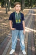Вышиванка Kosar для мальчика 2-10 лет с коротким рукавом , 110,Синий с желтым - изображение 3