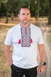 Мужская футболка-вышиванка Kosar, 100% хлопок,XXXL,Белый с красным - изображение 2