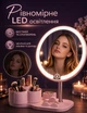 Зеркало для макияжа с подсветкой Yiwu зеркало светодиодное с LED-подсветкой и сенсорным управлением розовое 21 см круглое - изображение 3