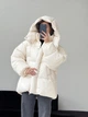 Женский пуховик молочный однотонный с капюшоном куртка. S-M (370104) - изображение 1