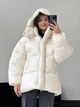 Женский пуховик молочный однотонный с капюшоном куртка. S-M (370104) - изображение 4