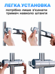 Держатель для душа, душевой лейки, душа на душевую штангу с 2 крючками / регулируемый кронштейн для воронки душа / поворотное крепление на душевую трубу без разбора стойки (17-27мм) - изображение 2