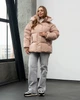 Женская зимняя куртка пуфер оверсайз бежевая однотонная L-xl-xxl (369321) - изображение 3