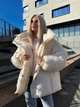 Женская зимняя куртка молочная однотонная теплая L-XL (369561) - изображение 3