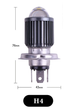 LED лампа H4 для мотоцикла и скутера 12 V с CSP линзой белый ближний и дальний свет - изображение 3