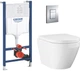 Инсталляция Grohe Rapid SL Solido 38971000 + панель смыва Skate Cosmopolitan 38732000 хром + унитаз подвесной Euro Ceramic 102509SH00 Rimless Tornado с сиденьем Soft Close дюропласт (SET509SH971) - изображение 2
