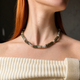 Чокер натуральний Турмалін зелений +вставки гіпоалергенний сплав колір срібло d-30х6мм L-42-47см - зображення 1