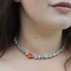 Чокер натуральная Яшма Пятнистая +Сердце Керамика, гипоаллергенный сплав цвет золото d-8х4мм L-40-45см - изображение 4