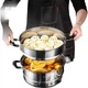 Дворівнева пароварка з нержавіючої сталі MAXCOOK 28 см, сумісна з індукційними, газовими та плитними конфорками - изображение 2