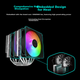 Повітряний кулер для процесора CoolerMaster Blizzard T620S, сумісний з різними платформами/подвійна вежа/6 теплових трубок/нікельована мідна основа/підсвічування ARGB/TDP 260 Вт - изображение 9