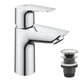 Grohe BauEdge New Однорычажный смеситель для раковины S-Size + нажимной донный клапан (23895001) - изображение 1