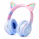 Дитячі бездротові навушники CATEAR BT618 з вушками та RGB-підсвіткою Bluetooth Синьо-рожеві - зображення 1