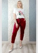 Брюки стрейчеві з леопардовим поясом на резинці бордові Italy Moda L-2XL 15-609 - изображение 3