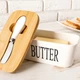 Масленка керамическая BUTTER с бамбуковой крышкой и ножом для масла (0480) Белый - изображение 10